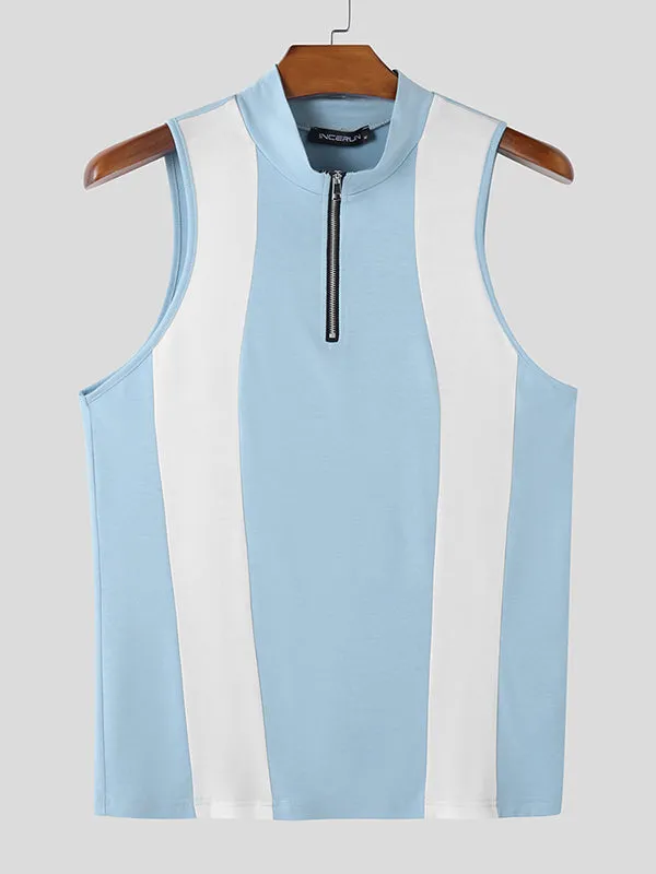 Mens Casual Color-Block Half-Zip Tank SKUK99932 sold by Incerunmen product image thumbnail 4