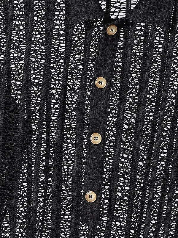 Mens Hollow Mesh See-Through Long Sleeve Shirt SKUK97834 sold by Incerunmen product image thumbnail 5