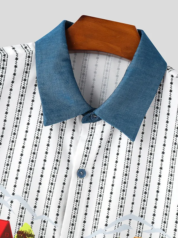 Mens Cartoon Print Striped Short Sleeve Shirt SKUK96994 sold by Incerunmen product image thumbnail 4