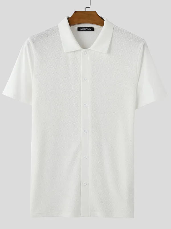 Mens Texture Knitted Short Sleeve Shirt SKUK99343 sold by Incerunmen product image thumbnail 4