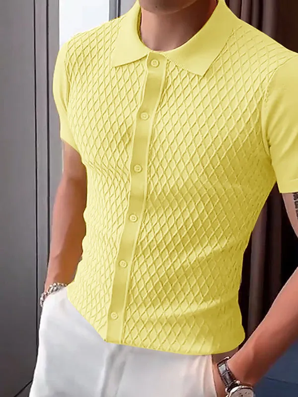 Mens Texture Knitted Short Sleeve Shirt SKUK99343 sold by Incerunmen product image thumbnail 3