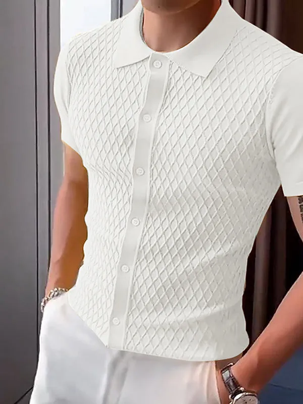 Mens Texture Knitted Short Sleeve Shirt SKUK99343 sold by Incerunmen product image thumbnail 2