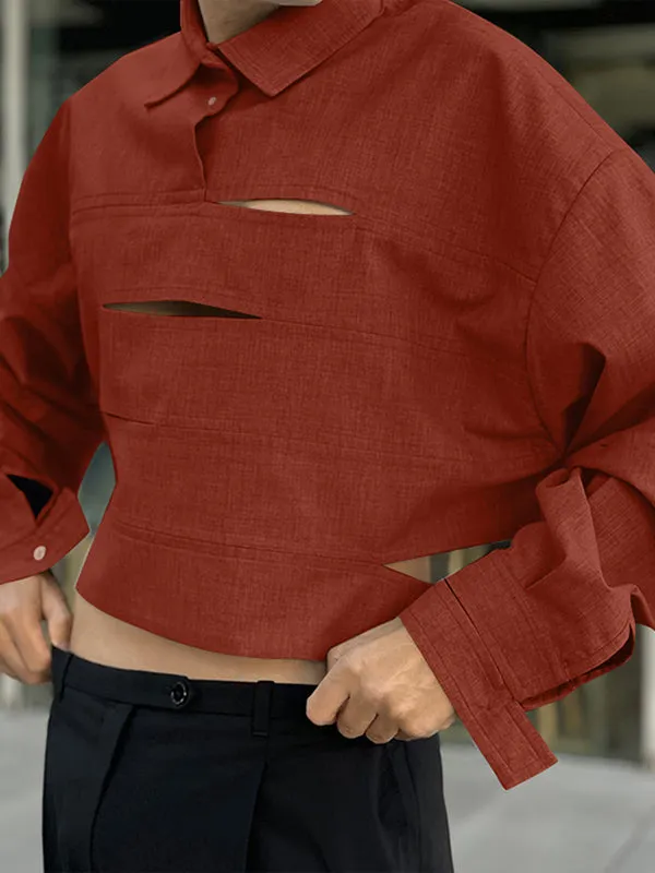 Mens Hollow-Out Cropped Long Sleeve Shirt SKUK98764 sold by Incerunmen product image thumbnail 3