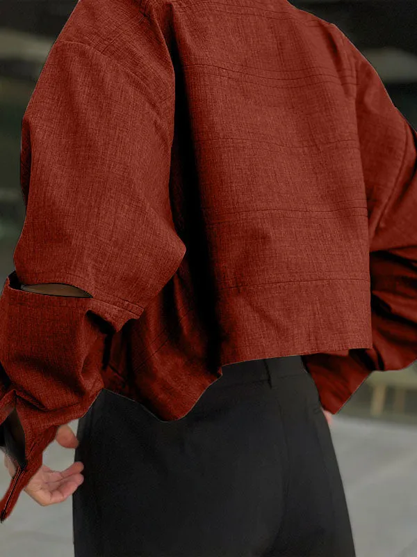 Mens Hollow-Out Cropped Long Sleeve Shirt SKUK98764 sold by Incerunmen product image thumbnail 4