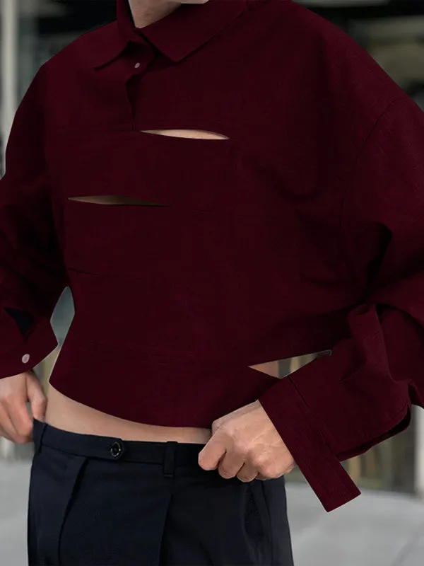 Mens Hollow-Out Cropped Long Sleeve Shirt SKUK98764 sold by Incerunmen product image thumbnail 5