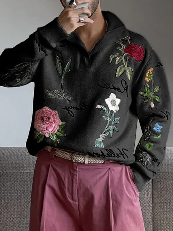 Mens Floral Print Pullover Long Sleeve Hoodie SKUK95636 sold by Incerunmen product image thumbnail 2