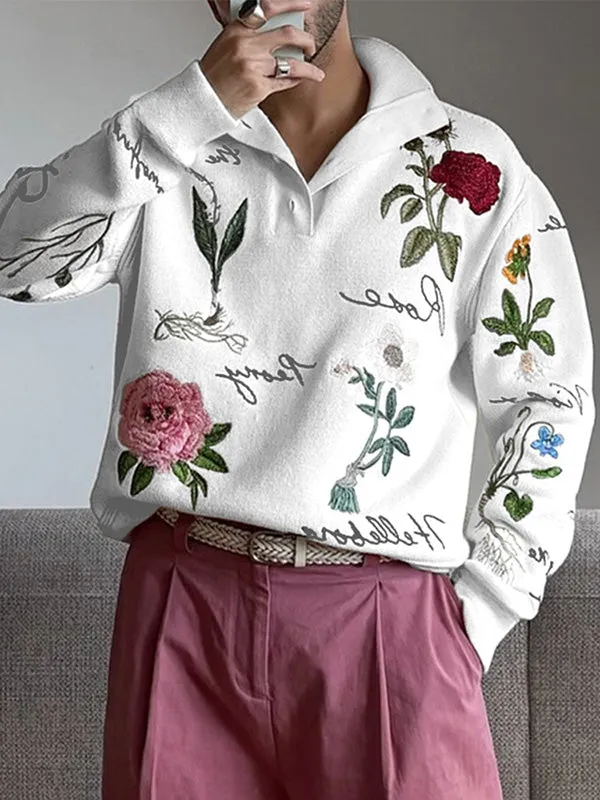 Mens Floral Print Pullover Long Sleeve Hoodie SKUK95636 sold by Incerunmen