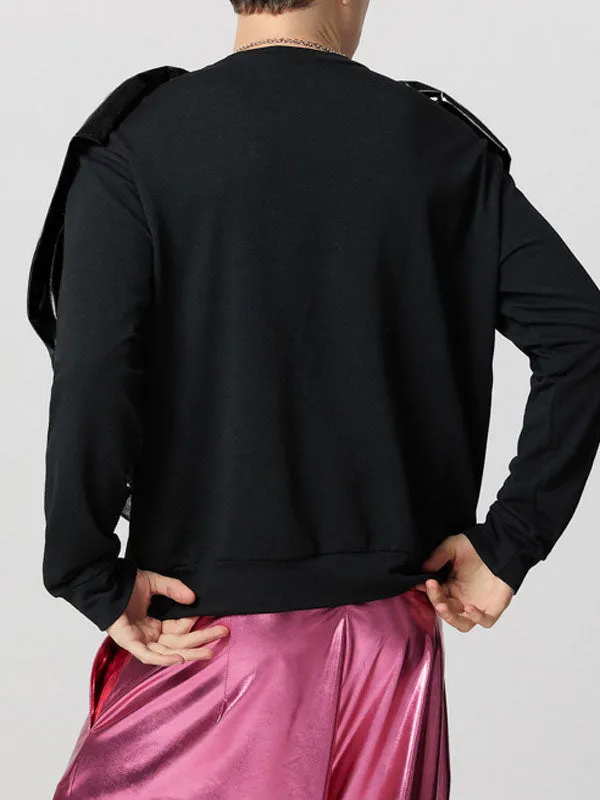 Mens Ruffle Patchwork Long Sleeve T-Shirt SKUK91172 sold by Incerunmen product image thumbnail 3