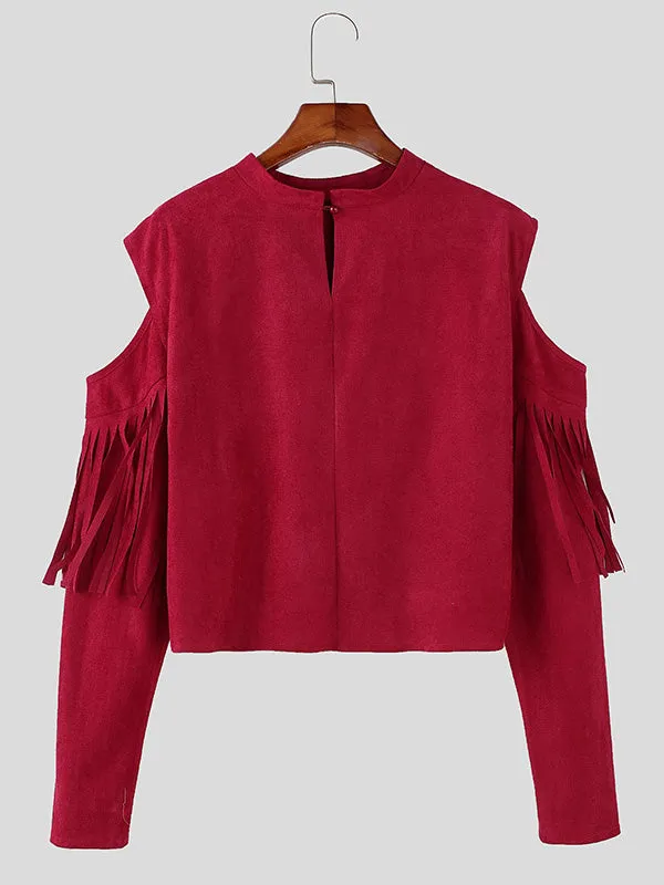 Mens Fringe Patchwork Long Sleeve T-Shirt SKUK95731 sold by Incerunmen product image thumbnail 4