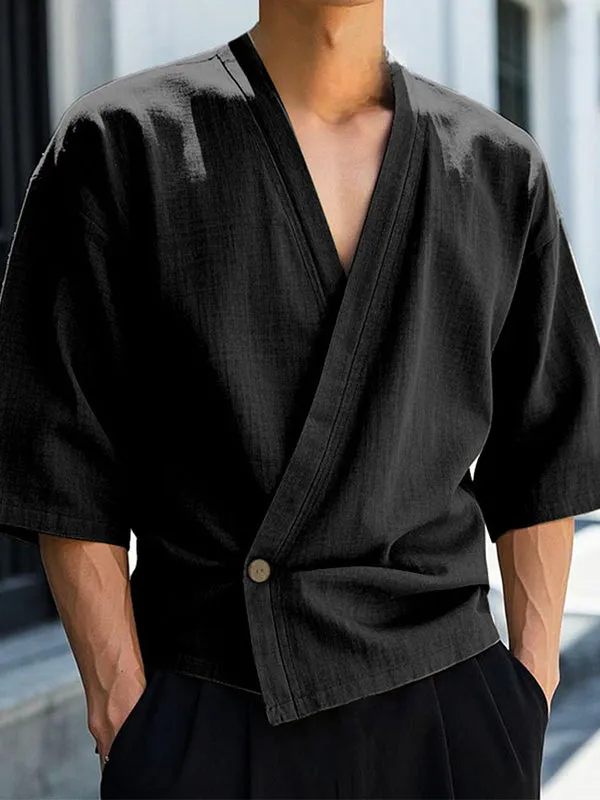 Mens Solid Color Asymmetrical Long Sleeve Cardigan SKUK99016 sold by Incerunmen