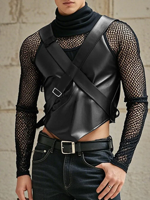 Mens Knit Mesh Splicing Long-Sleeve T-Shirt SKUK95552 sold by Incerunmen