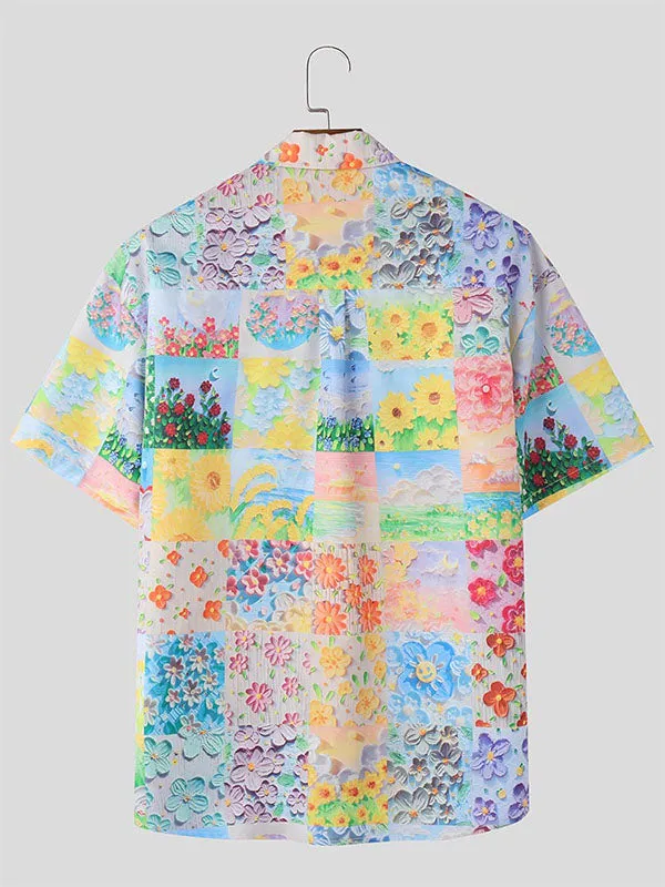 Mens Floral Print Color-Block Short Sleeve Shirt SKUK97040 sold by Incerunmen product image thumbnail 3