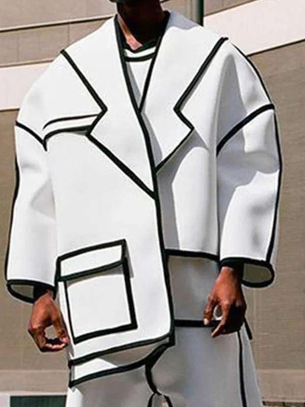 Mens Outlined Print Long Sleeve Blazer SKUK97664 sold by Incerunmen