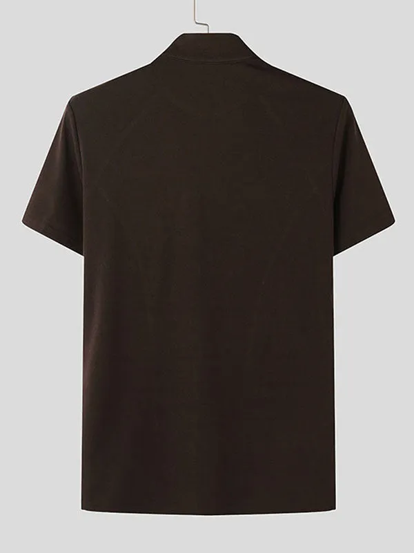 Mens Solid Color Zipper Short Sleeve T-Shirt SKUK97602 sold by Incerunmen product image thumbnail 5