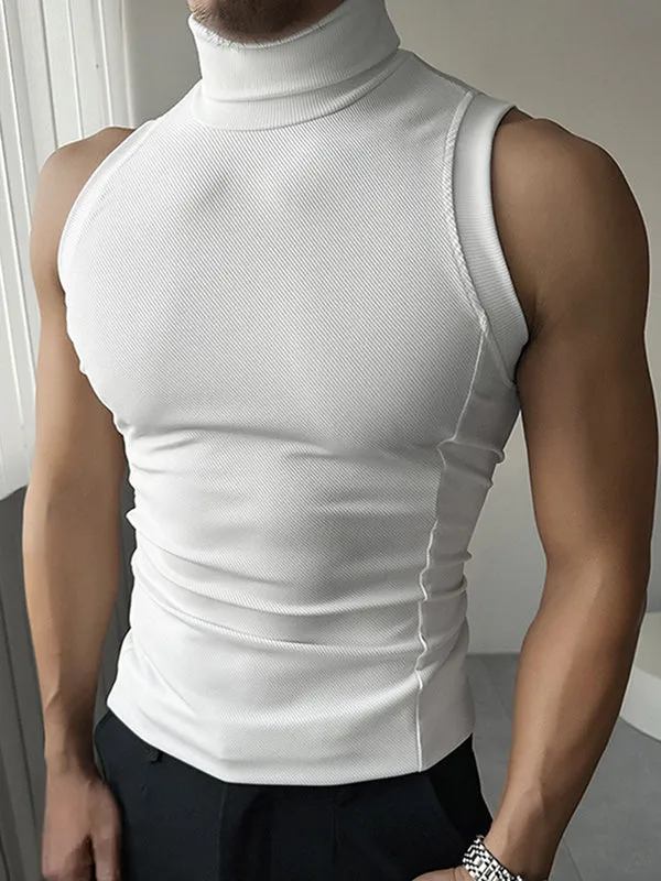 Mens Solid Textured Slim Fit Tank SKUK99018 sold by Incerunmen