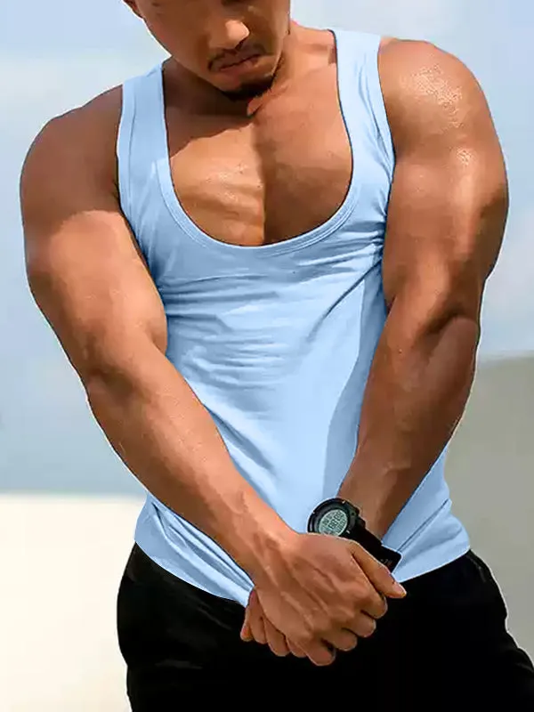 Mens Solid U-Neck Sleeveless Tank SKUK97042 sold by Incerunmen product image thumbnail 2