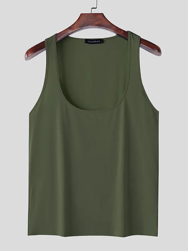 Mens Solid U-Neck Sleeveless Tank SKUK97042 sold by Incerunmen product image thumbnail 4
