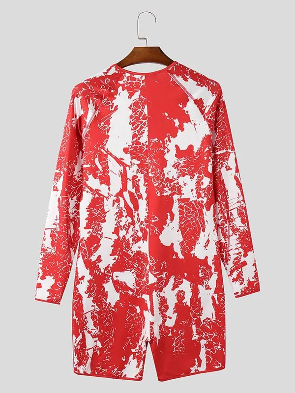 Mens Colorblock Print Long Sleeve Bodysuit SKUK91709 sold by Incerunmen product image thumbnail 5