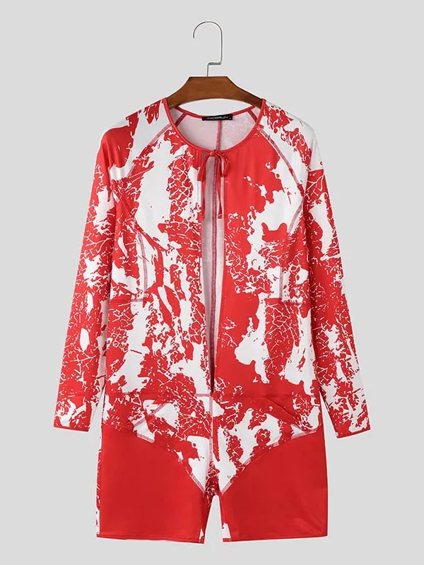 Mens Colorblock Print Long Sleeve Bodysuit SKUK91709 sold by Incerunmen product image thumbnail 4