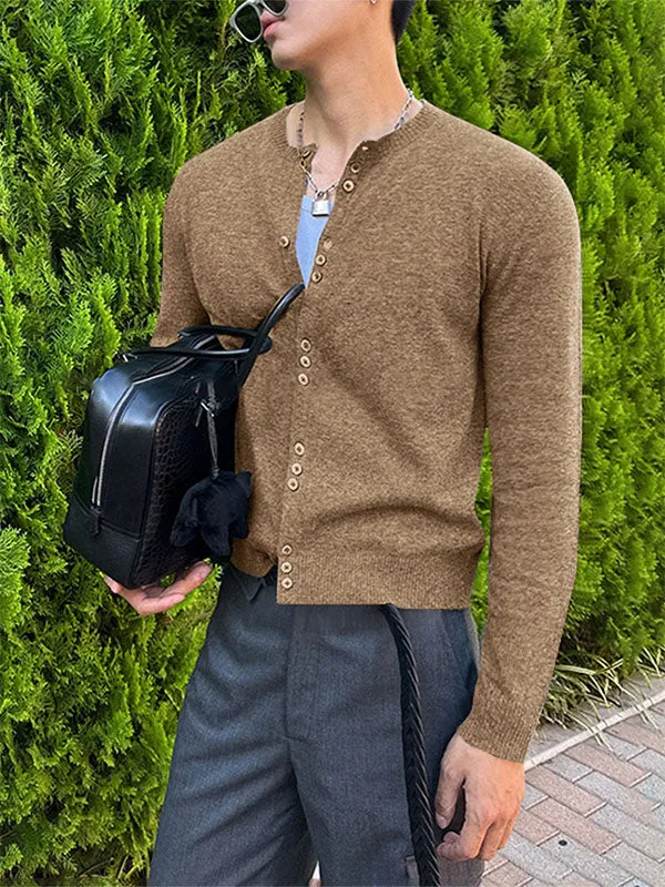 Mens Solid Color Button Detail Long Sleeve Cardigan SKUK95544 sold by Incerunmen product image thumbnail 3