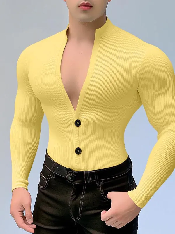 Mens Solid Color Textured Long Sleeve T-Shirt SKUK97843 sold by Incerunmen product image thumbnail 2