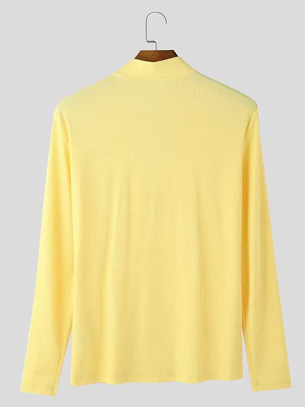 Mens Solid Color Textured Long Sleeve T-Shirt SKUK97843 sold by Incerunmen product image thumbnail 5