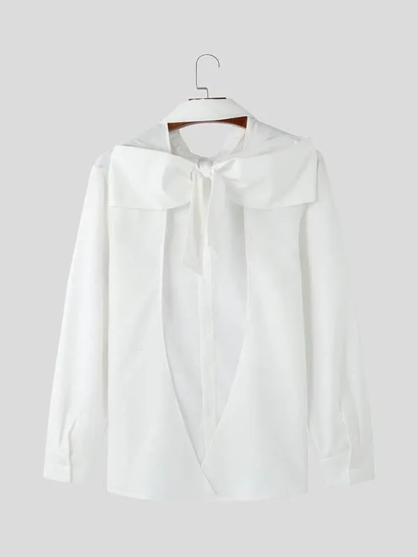 Mens Bow Tie Detail Backless Long Sleeve Shirt SKUK95721 sold by Incerunmen product image thumbnail 4