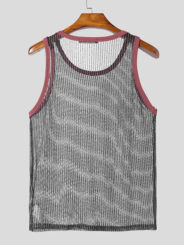 Mens Mesh Sheer Colorblock Tank SKUK97850 sold by Incerunmen product image thumbnail 5