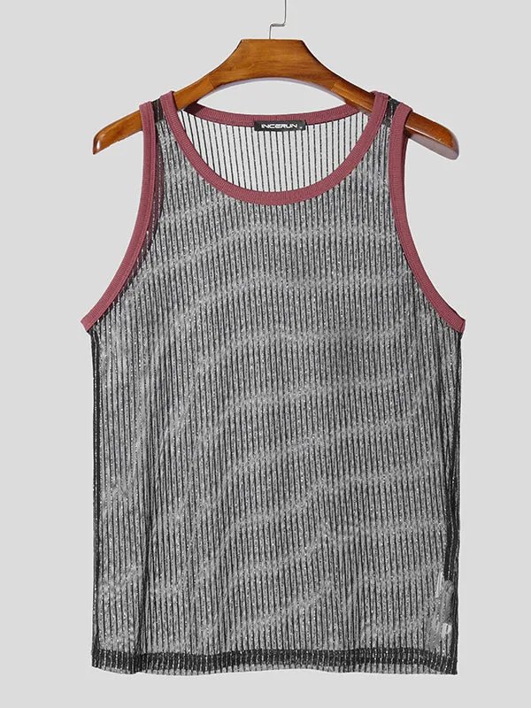 Mens Mesh Sheer Colorblock Tank SKUK97850 sold by Incerunmen product image thumbnail 4