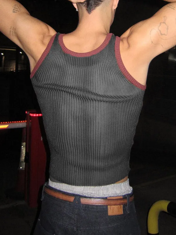Mens Mesh Sheer Colorblock Tank SKUK97850 sold by Incerunmen product image thumbnail 3
