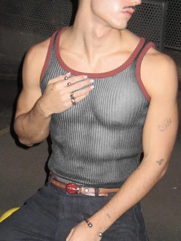 Mens Mesh Sheer Colorblock Tank SKUK97850 sold by Incerunmen product image thumbnail 2