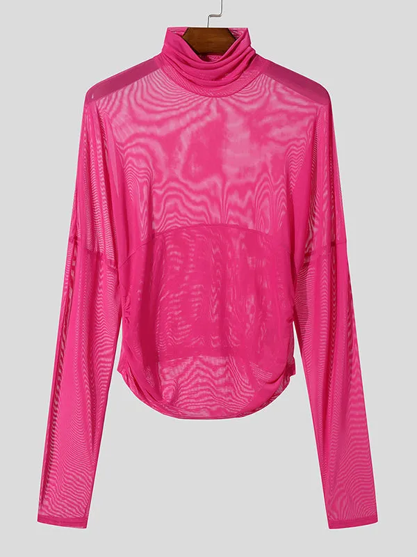 Mens Sheer Pleated Long Sleeve T-Shirt SKUK88561 sold by Incerunmen product image thumbnail 4