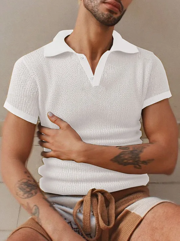 Mens Solid Color Mesh Short Sleeve Shirt SKUK94736 sold by Incerunmen