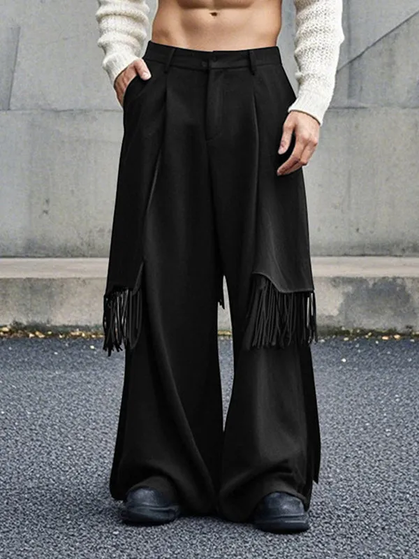 Mens Solid Color Fringe Patchwork Pant SKUK97052 sold by Incerunmen