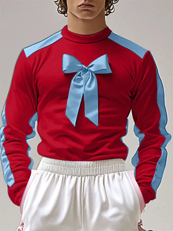 Mens Bowknot Patchwork Long-Sleeve T-Shirt SKUK92859 sold by Incerunmen product image thumbnail 3