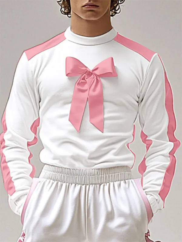 Mens Bowknot Patchwork Long-Sleeve T-Shirt SKUK92859 sold by Incerunmen