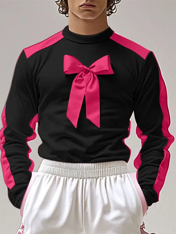 Mens Bowknot Patchwork Long-Sleeve T-Shirt SKUK92859 sold by Incerunmen product image thumbnail 2