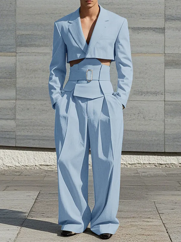 Mens Solid Color Loose Cropped Two Pieces Outfit SKUK93594 sold by Incerunmen product image thumbnail 2