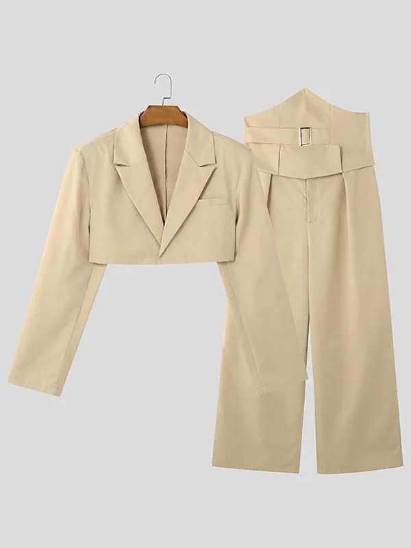 Mens Solid Color Loose Cropped Two Pieces Outfit SKUK93594 sold by Incerunmen product image thumbnail 4