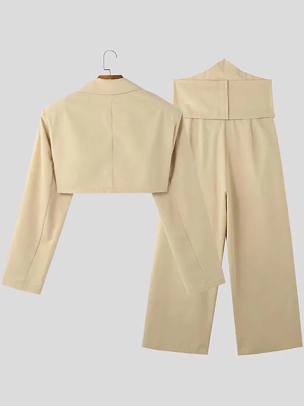 Mens Solid Color Loose Cropped Two Pieces Outfit SKUK93594 sold by Incerunmen product image thumbnail 5