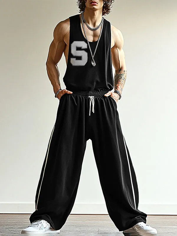 Mens Letter Print Sleeveless Jumpsuit SKUK92749 sold by Incerunmen