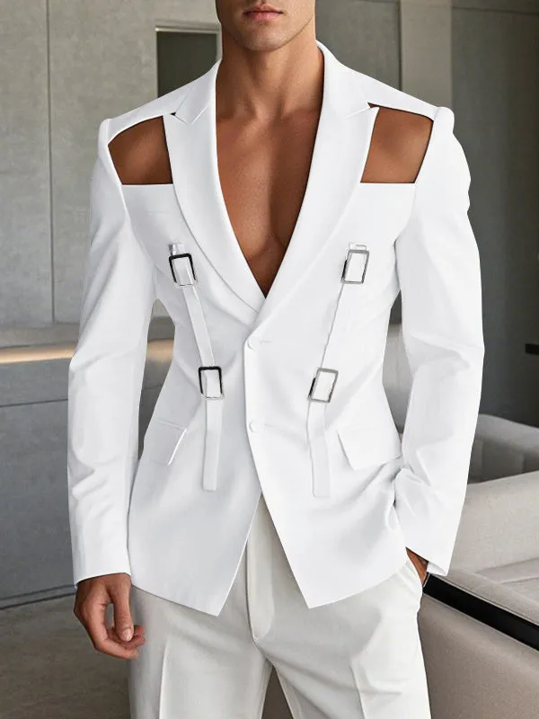 Mens Hollow Design Casual Long-Sleeve Blazer SKUK93624 sold by Incerunmen