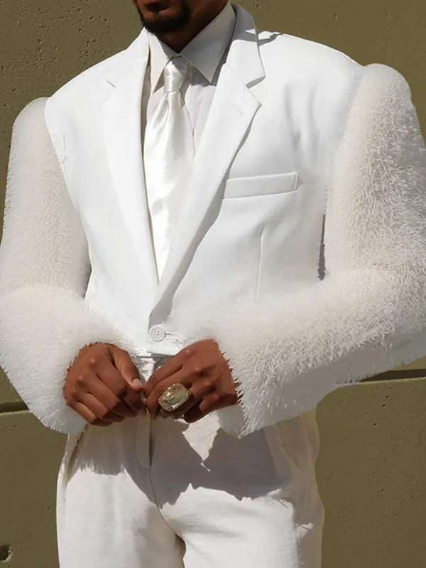 Mens Fleece Panel Long Sleeve Blazer SKUK91696 sold by Incerunmen