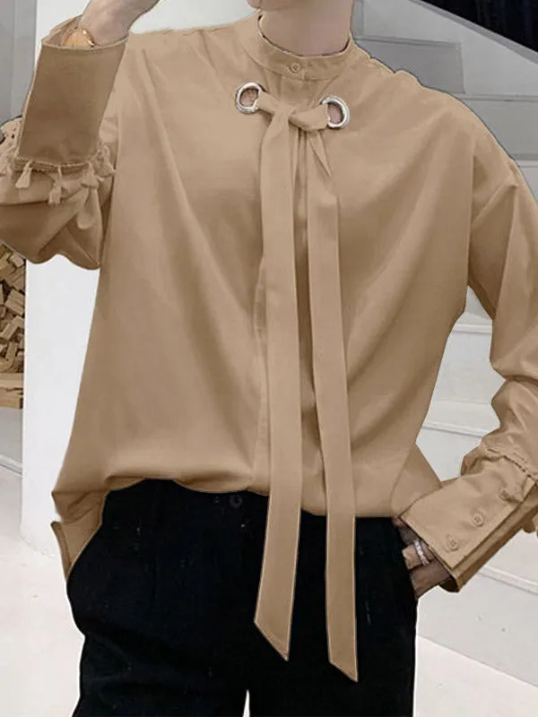 Mens Tie Patchwork Long-Sleeve Casual Shirt SKUK92872 sold by Incerunmen product image thumbnail 3