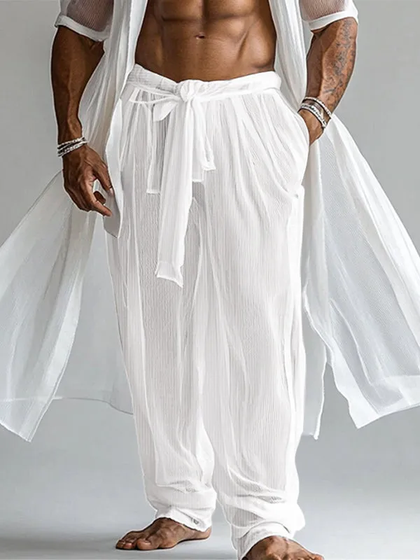 Mens Textured Sheer Tie-Up Pant SKUK93630 sold by Incerunmen
