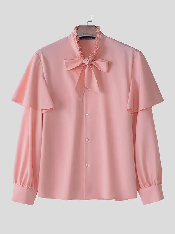 Mens Ruffled Stand Collar Long-Sleeve Shirt SKUK94595 sold by Incerunmen product image thumbnail 4