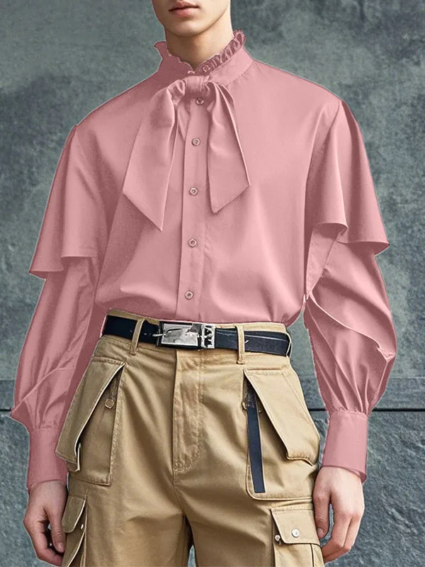 Mens Ruffled Stand Collar Long-Sleeve Shirt SKUK94595 sold by Incerunmen product image thumbnail 3