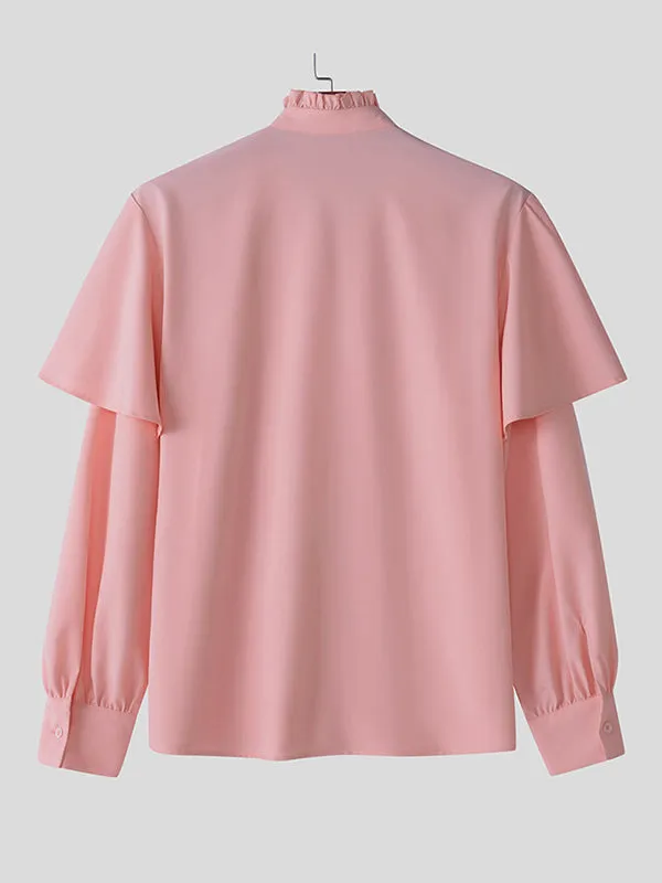 Mens Ruffled Stand Collar Long-Sleeve Shirt SKUK94595 sold by Incerunmen product image thumbnail 5