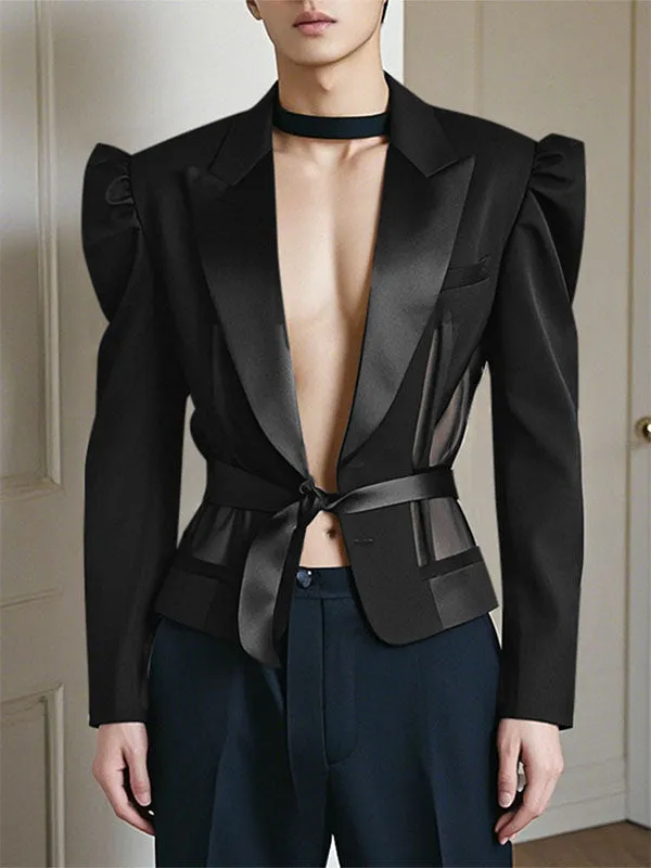 Mens Sheer Mesh Panel Long-Sleeve Blazer SKUK94716 sold by Incerunmen product image thumbnail 2