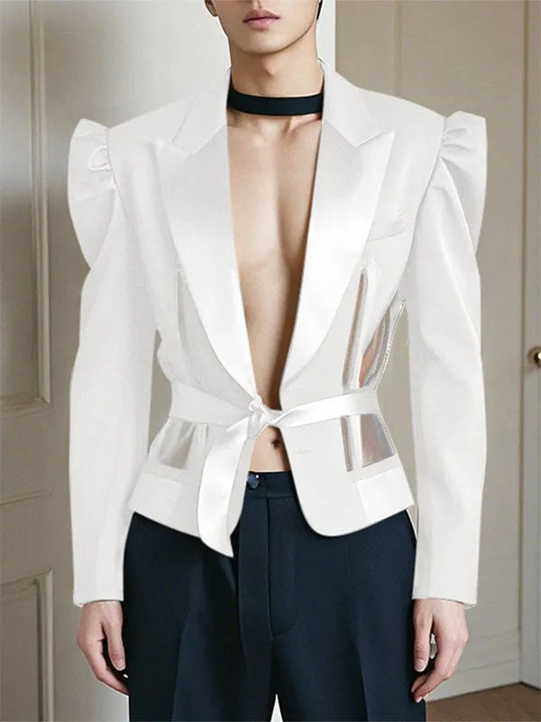 Mens Sheer Mesh Panel Long-Sleeve Blazer SKUK94716 sold by Incerunmen product image thumbnail 3